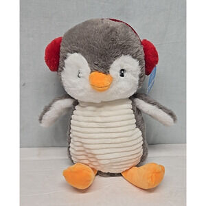 Spark 12" Plush Penguin Earmuffs Rattles Crinkles Super Soft Stuffed Animal